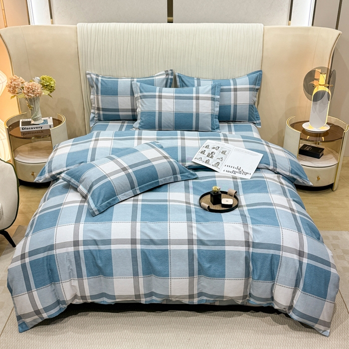 91家纺网 家纺一手货源 找家纺 木易家居 2026新款100%全棉纯棉加厚四件套（礼盒包装）（提供买家秀） 北海道-蓝