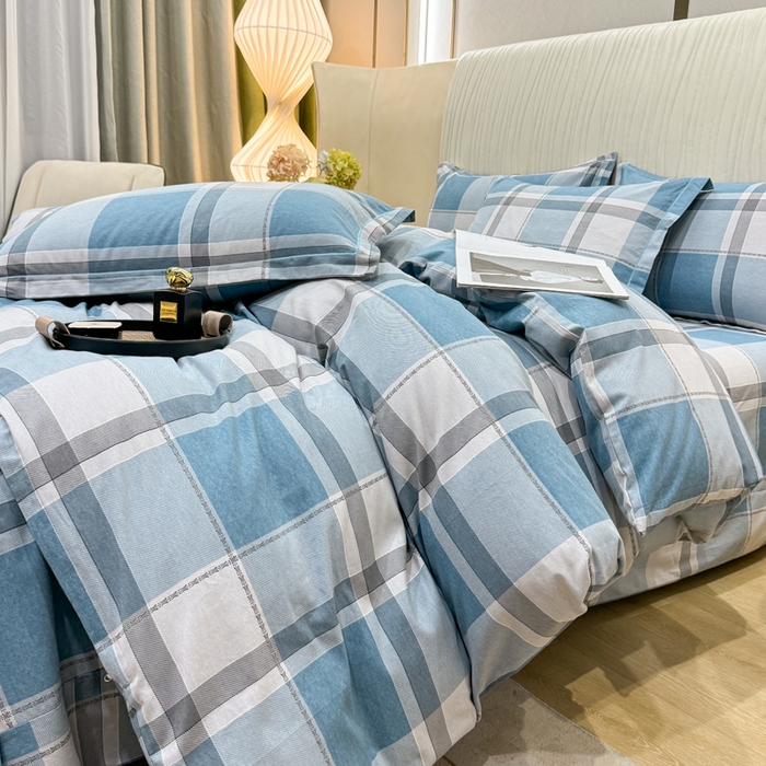 91家纺网 家纺一手货源 找家纺 木易家居 2026新款100%全棉纯棉加厚四件套（礼盒包装）（提供买家秀） 北海道-蓝