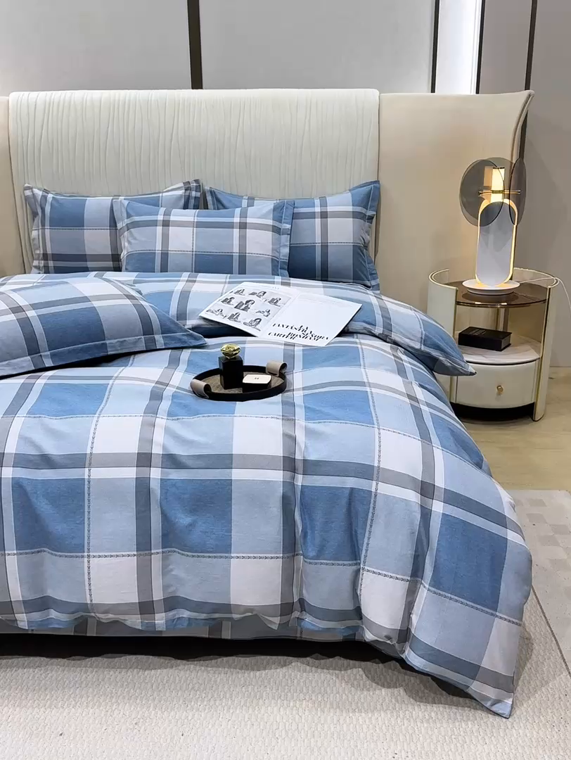 91家纺网 家纺一手货源 找家纺 木易家居 2026新款100%全棉纯棉加厚四件套（礼盒包装）（提供买家秀） 北海道-蓝