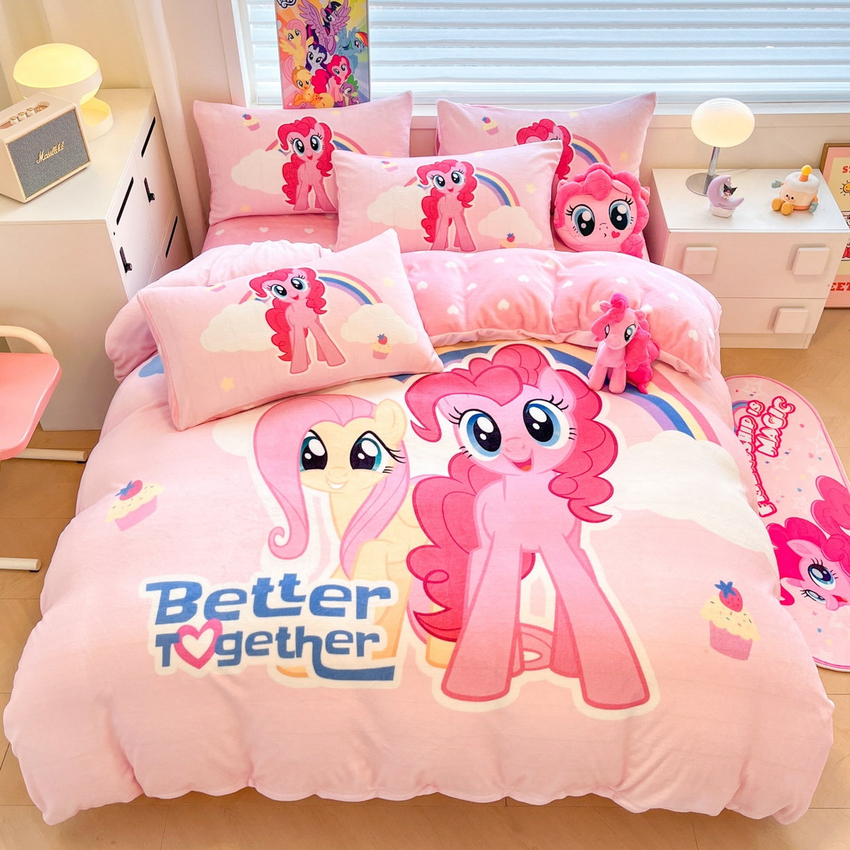 91家纺网 家纺一手货源 找家纺 （总）暮思家居 2025新款正版授权小马宝莉大阪数码印花高克重加厚保暖牛奶绒四件套