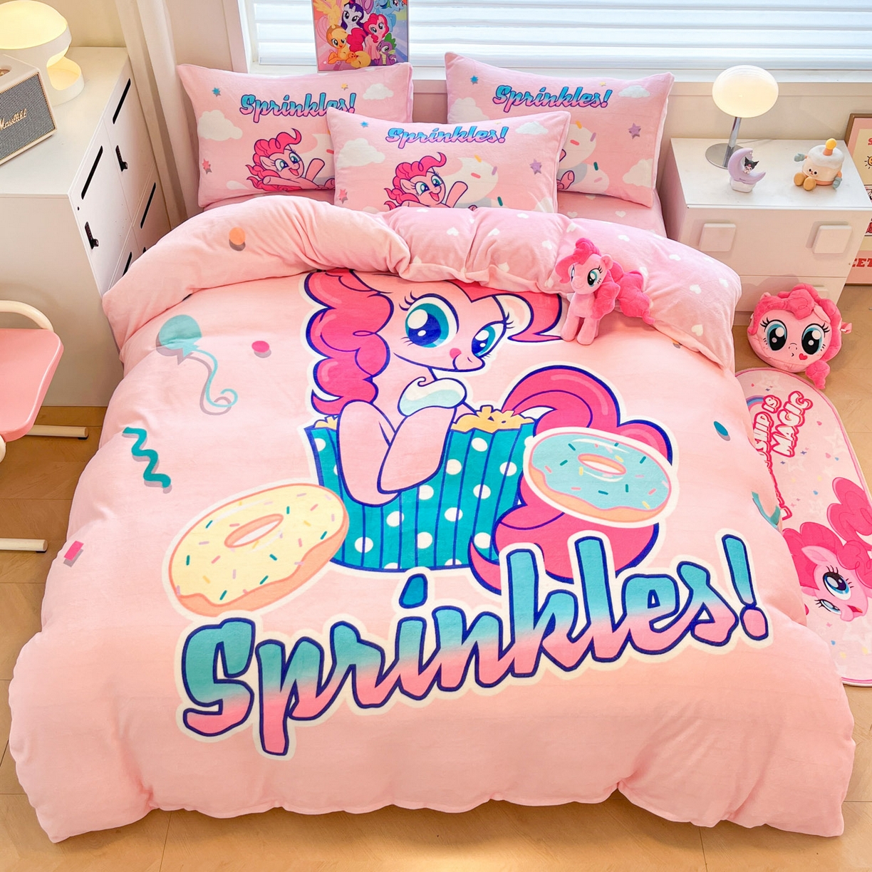 91家纺网 家纺一手货源 找家纺 （总）暮思家居 2025新款正版授权小马宝莉大阪数码印花高克重加厚保暖牛奶绒四件套