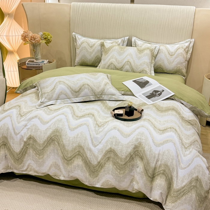 91家纺网 家纺一手货源 找家纺 木易家居 2026新款100%全棉纯棉加厚四件套（礼盒包装）（提供买家秀）风生水起-绿