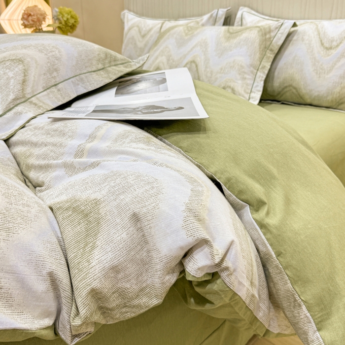 91家纺网 家纺一手货源 找家纺 木易家居 2026新款100%全棉纯棉加厚四件套（礼盒包装）（提供买家秀）风生水起-绿