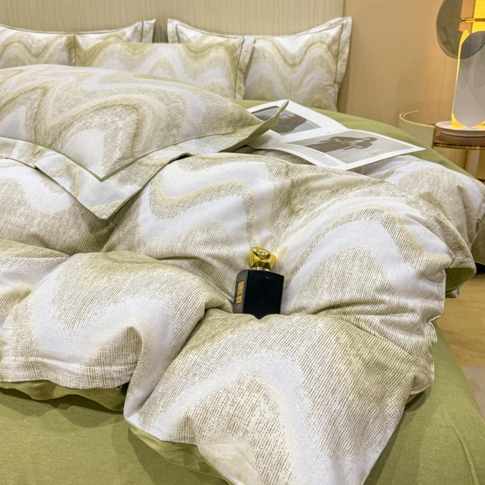 91家纺网 家纺一手货源 找家纺 木易家居 2026新款100%全棉纯棉加厚四件套（礼盒包装）（提供买家秀）风生水起-绿