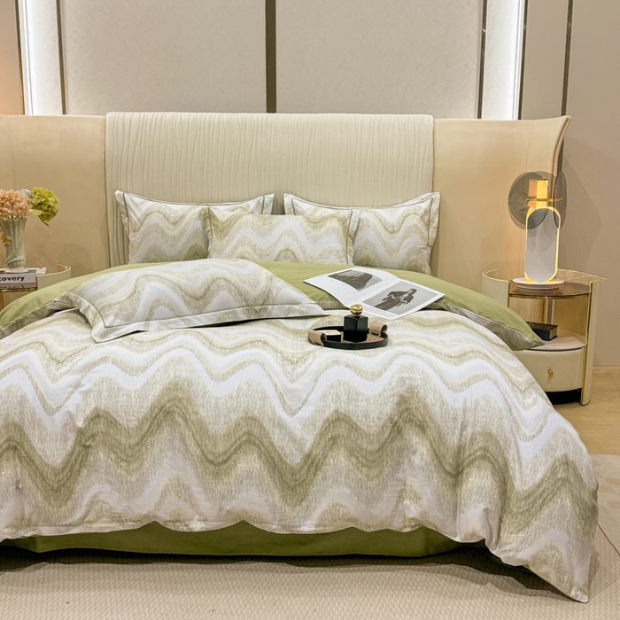 91家纺网 家纺一手货源 找家纺 木易家居 2026新款100%全棉纯棉加厚四件套（礼盒包装）（提供买家秀）风生水起-绿