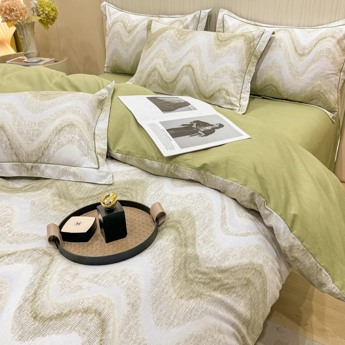 91家纺网 家纺一手货源 找家纺 木易家居 2026新款100%全棉纯棉加厚四件套（礼盒包装）（提供买家秀）风生水起-绿