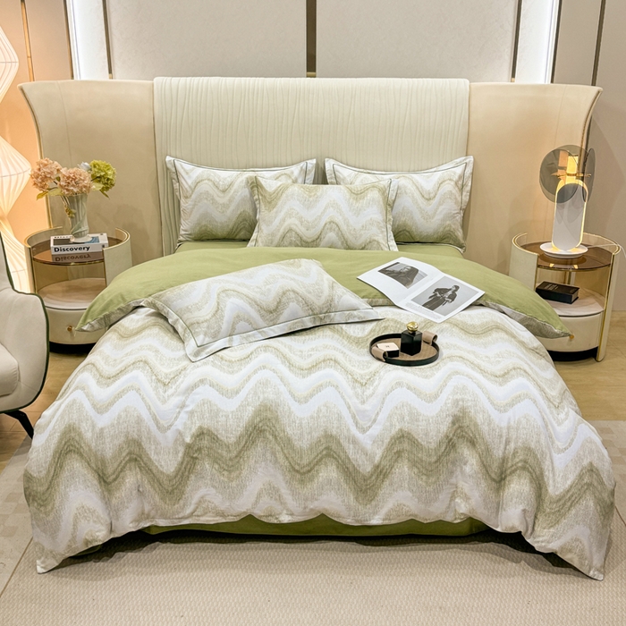 91家纺网 家纺一手货源 找家纺 木易家居 2026新款100%全棉纯棉加厚四件套（礼盒包装）（提供买家秀）风生水起-绿