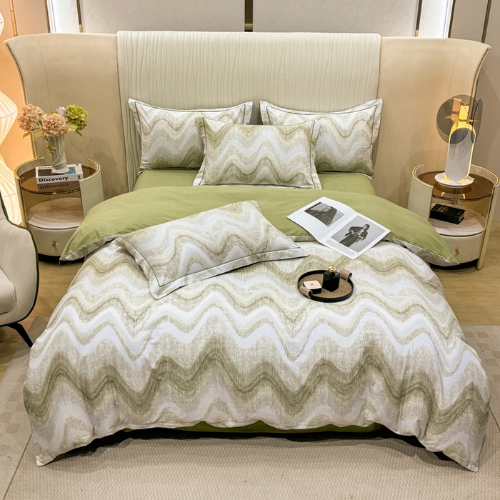 91家纺网 家纺一手货源 找家纺 木易家居 2026新款100%全棉纯棉加厚四件套（礼盒包装）（提供买家秀）风生水起-绿