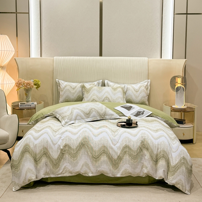 91家纺网 家纺一手货源 找家纺 木易家居 2026新款100%全棉纯棉加厚四件套（礼盒包装）（提供买家秀）风生水起-绿