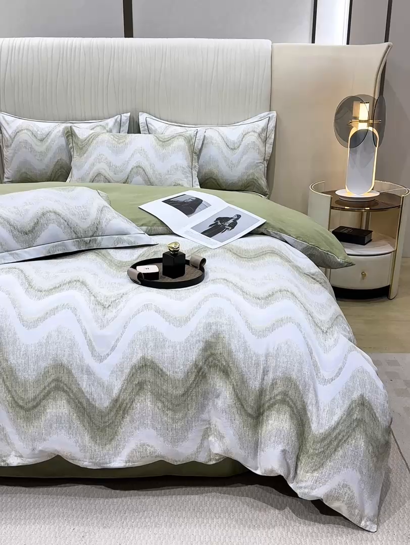 91家纺网 家纺一手货源 找家纺 木易家居 2026新款100%全棉纯棉加厚四件套（礼盒包装）（提供买家秀）风生水起-绿