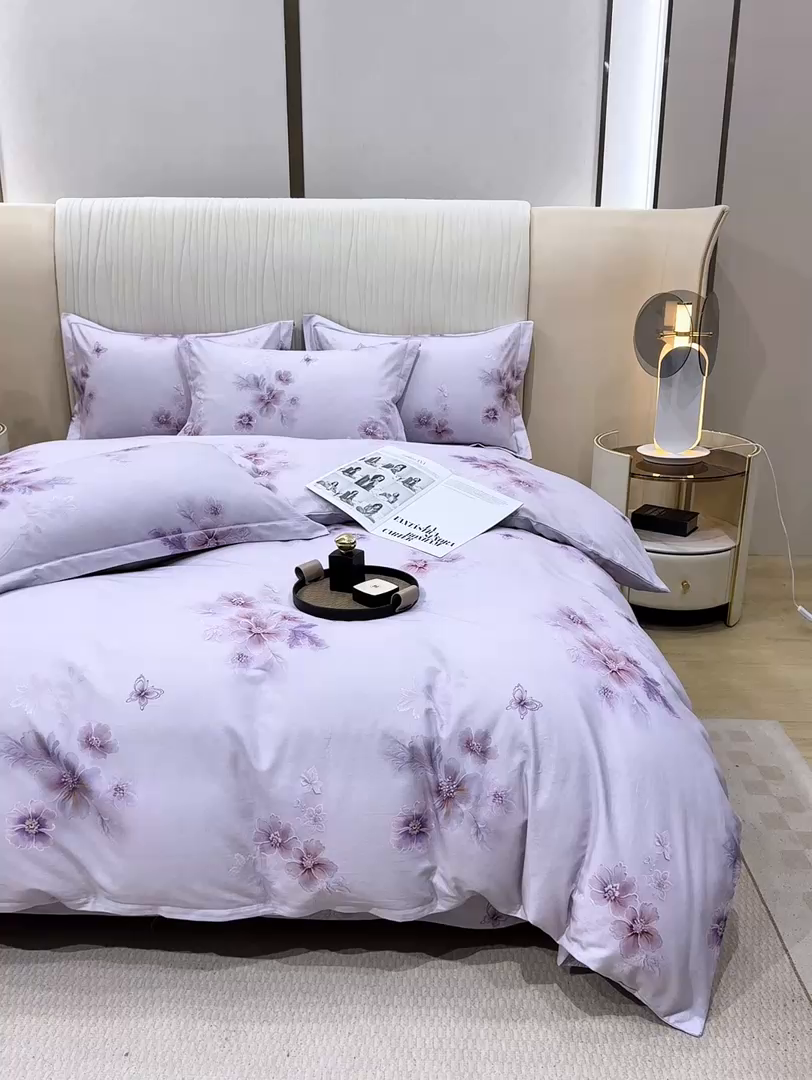 91家纺网 家纺一手货源 找家纺 木易家居 2026新款100%全棉纯棉加厚四件套（礼盒包装）（提供买家秀）花开富贵