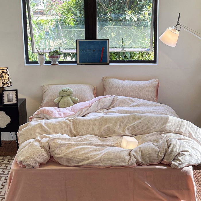 91家纺网 家纺一手货源 找家纺 （总）捌月 2025冬季新款软绵绵华夫格棉加绒系列四件套