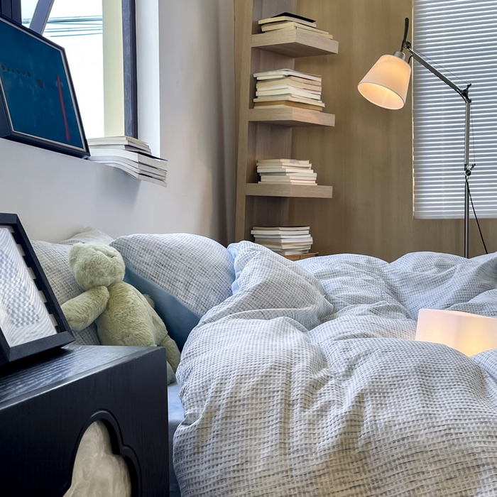 91家纺网 家纺一手货源 找家纺 （总）捌月 2025冬季新款软绵绵华夫格棉加绒系列四件套