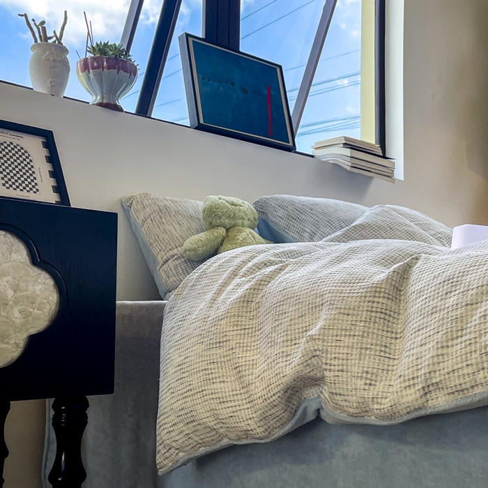 91家纺网 家纺一手货源 找家纺 （总）捌月 2025冬季新款软绵绵华夫格棉加绒系列四件套