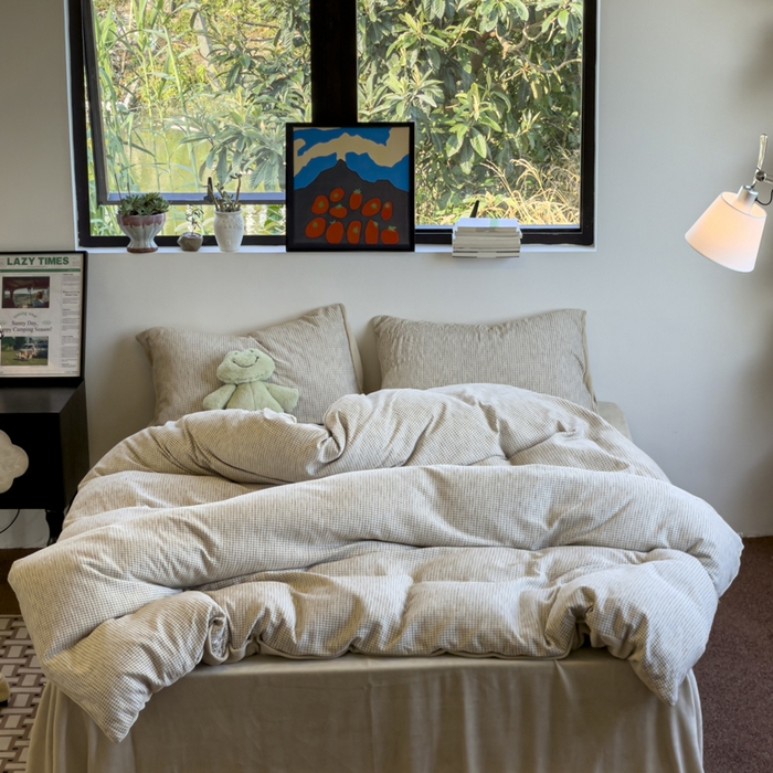 91家纺网 家纺一手货源 找家纺 （总）捌月 2025冬季新款软绵绵华夫格棉加绒系列四件套