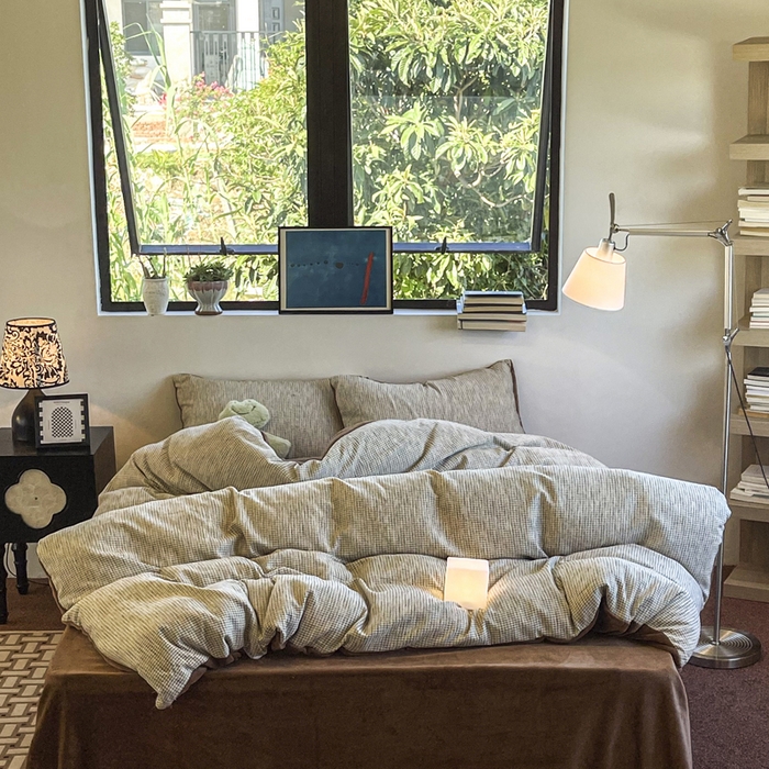 91家纺网 家纺一手货源 找家纺 （总）捌月 2025冬季新款软绵绵华夫格棉加绒系列四件套