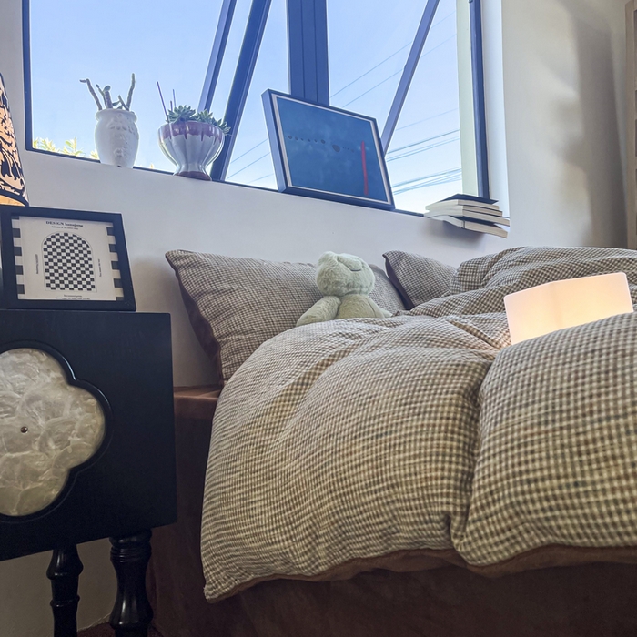 91家纺网 家纺一手货源 找家纺 捌月 2025冬季新款软绵绵华夫格棉加绒系列四件套 华夫格-朱古力