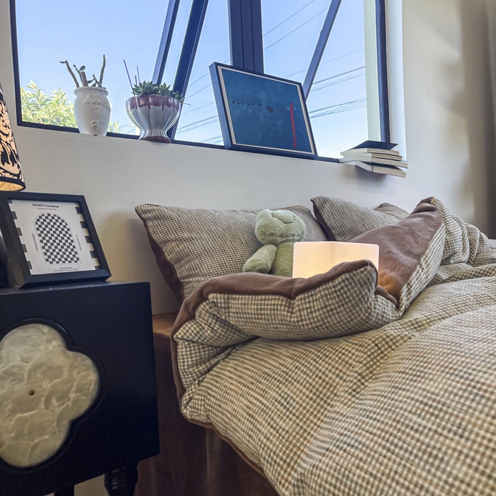 91家纺网 家纺一手货源 找家纺 捌月 2025冬季新款软绵绵华夫格棉加绒系列四件套 华夫格-朱古力