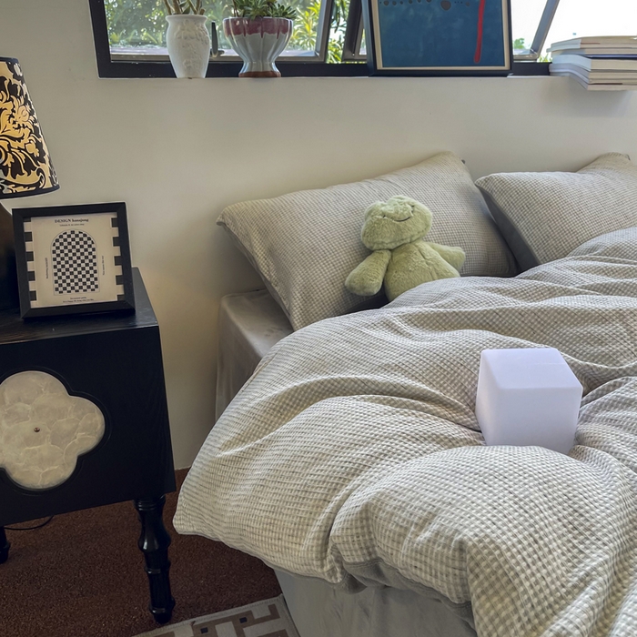 91家纺网 家纺一手货源 找家纺 捌月 2025冬季新款软绵绵华夫格棉加绒系列四件套 华夫格-静谧灰