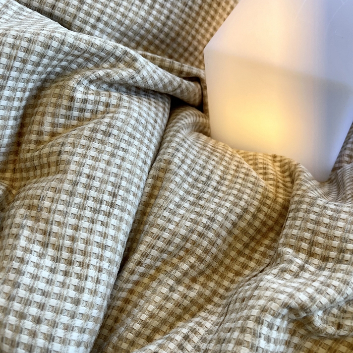 91家纺网 家纺一手货源 找家纺 捌月 2025冬季新款软绵绵华夫格棉加绒系列四件套 华夫格-浅卡其