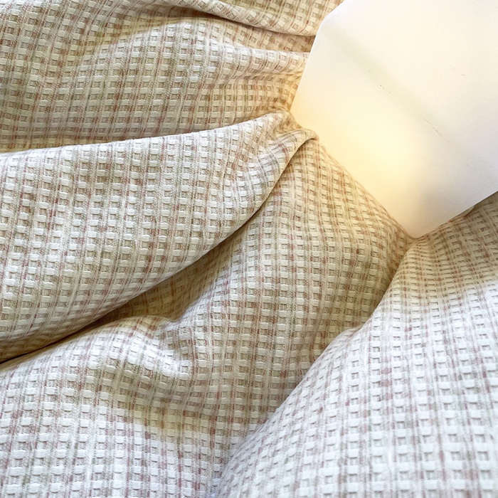 91家纺网 家纺一手货源 找家纺 捌月 2025冬季新款软绵绵华夫格棉加绒系列四件套 华夫格-绵绵粉