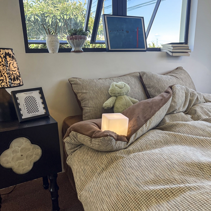 91家纺网 家纺一手货源 找家纺 捌月 2025冬季新款软绵绵华夫格棉加绒系列四件套 华夫格-朱古力