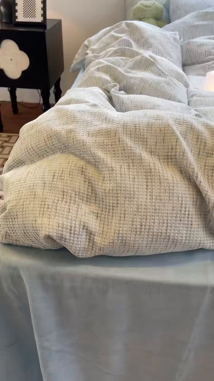 91家纺网 家纺一手货源 找家纺 （总）捌月 2025冬季新款软绵绵华夫格棉加绒系列四件套