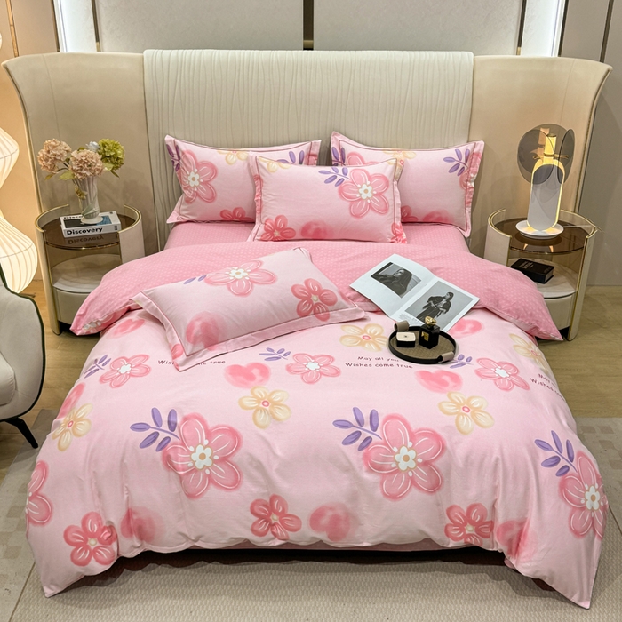 91家纺网 家纺一手货源 找家纺 木易家居 2026新款100%全棉纯棉加厚四件套（礼盒包装）（提供买家秀）四季海棠