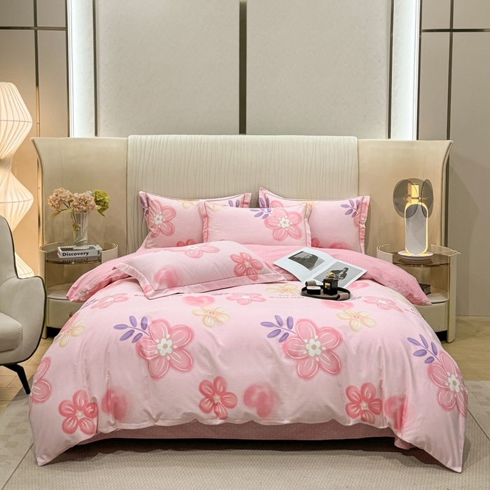 91家纺网 家纺一手货源 找家纺 木易家居 2026新款100%全棉纯棉加厚四件套（礼盒包装）（提供买家秀）四季海棠