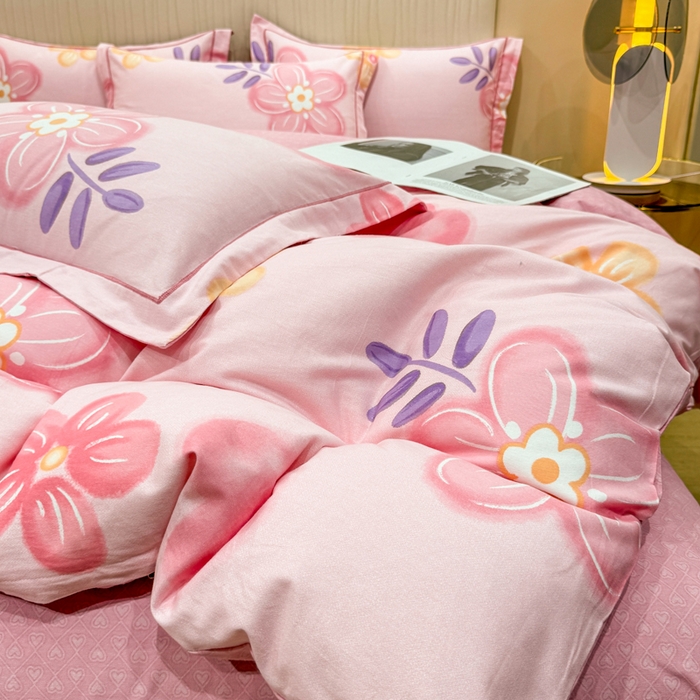 91家纺网 家纺一手货源 找家纺 木易家居 2026新款100%全棉纯棉加厚四件套（礼盒包装）（提供买家秀）四季海棠