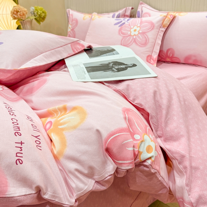 91家纺网 家纺一手货源 找家纺 木易家居 2026新款100%全棉纯棉加厚四件套（礼盒包装）（提供买家秀）四季海棠