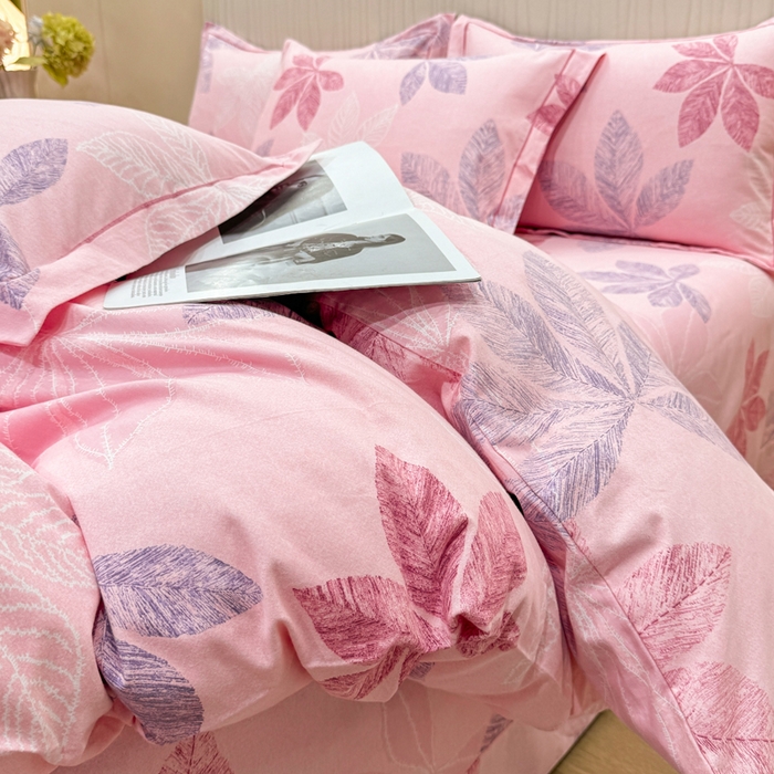 91家纺网 家纺一手货源 找家纺 木易家居 2026新款100%全棉纯棉加厚四件套（礼盒包装）（提供买家秀）香山红叶-粉