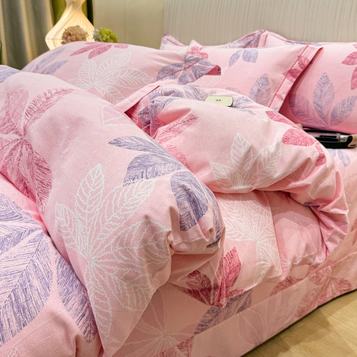 木易家居 2026新款100%全棉纯棉加厚四件套（礼盒包装）（提供买家秀）香山红叶-粉