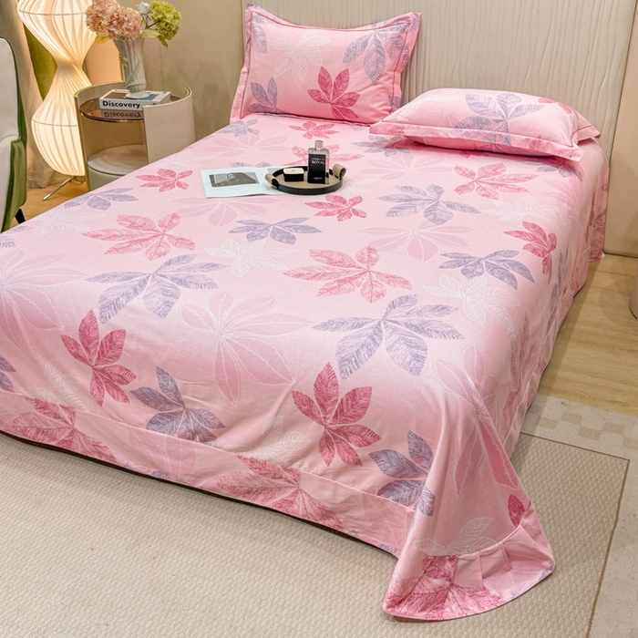 91家纺网 家纺一手货源 找家纺 木易家居 2026新款100%全棉纯棉加厚四件套（礼盒包装）（提供买家秀）香山红叶-粉