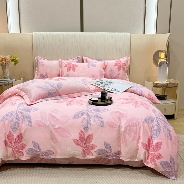 91家纺网 家纺一手货源 找家纺 木易家居 2026新款100%全棉纯棉加厚四件套（礼盒包装）（提供买家秀）香山红叶-粉