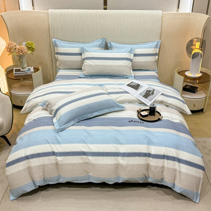 91家纺网 家纺一手货源 找家纺 木易家居 2026新款100%全棉纯棉加厚四件套（礼盒包装）（提供买家秀）信条主义-蓝