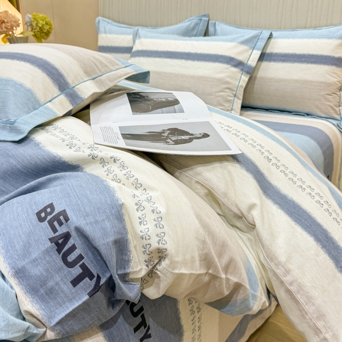91家纺网 家纺一手货源 找家纺 木易家居 2026新款100%全棉纯棉加厚四件套（礼盒包装）（提供买家秀）信条主义-蓝
