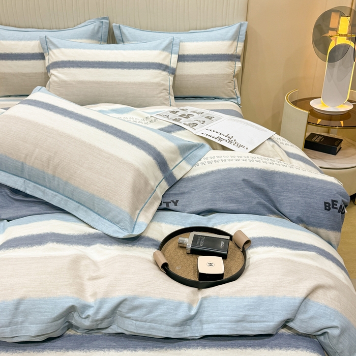 91家纺网 家纺一手货源 找家纺 木易家居 2026新款100%全棉纯棉加厚四件套（礼盒包装）（提供买家秀）信条主义-蓝