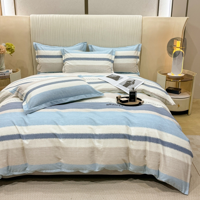 91家纺网 家纺一手货源 找家纺 木易家居 2026新款100%全棉纯棉加厚四件套（礼盒包装）（提供买家秀）信条主义-蓝