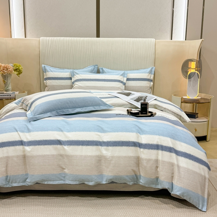 91家纺网 家纺一手货源 找家纺 木易家居 2026新款100%全棉纯棉加厚四件套（礼盒包装）（提供买家秀）信条主义-蓝