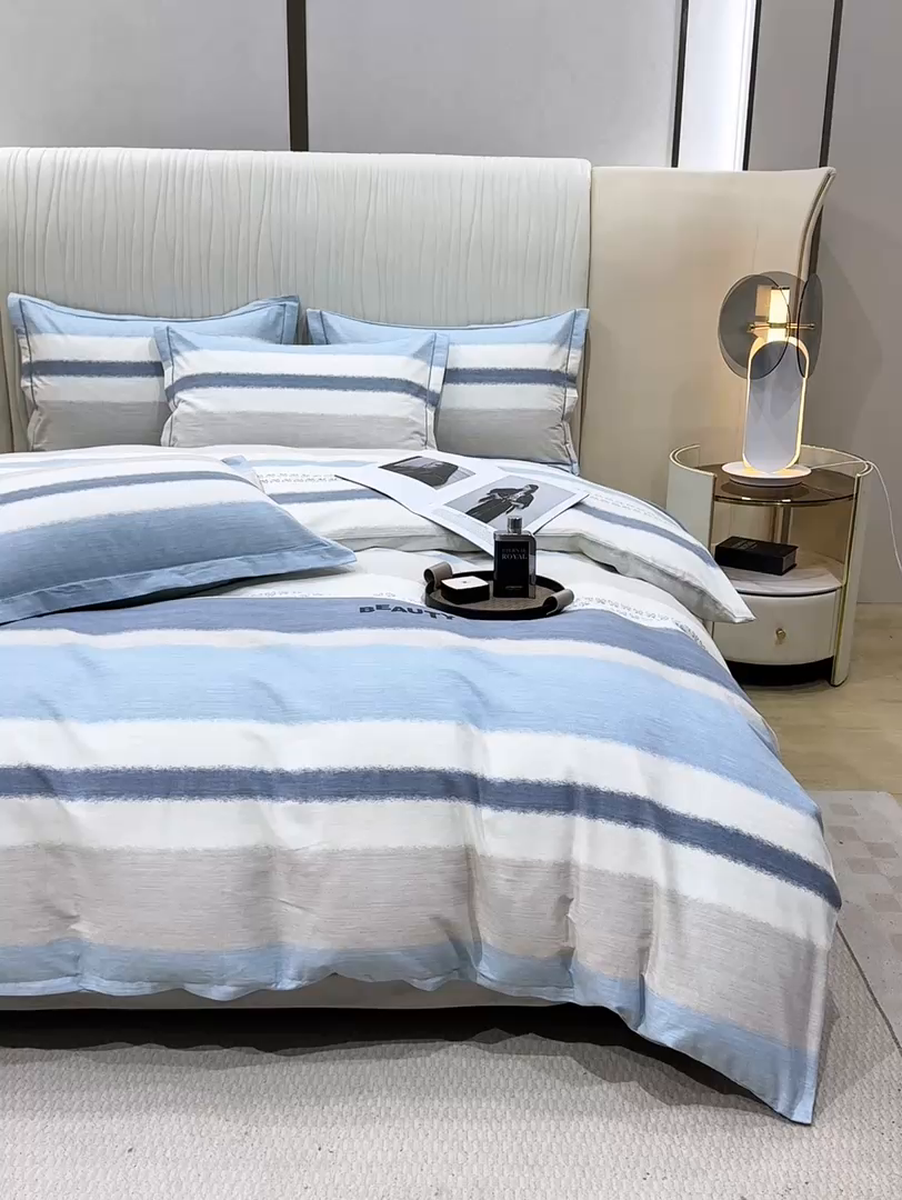 91家纺网 家纺一手货源 找家纺 木易家居 2026新款100%全棉纯棉加厚四件套（礼盒包装）（提供买家秀）信条主义-蓝