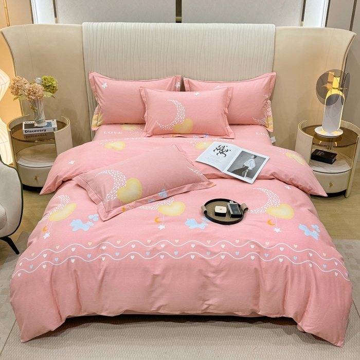 91家纺网 家纺一手货源 找家纺 木易家居 2026新款100%全棉纯棉加厚四件套（礼盒包装）（提供买家秀）月下舞曲-粉