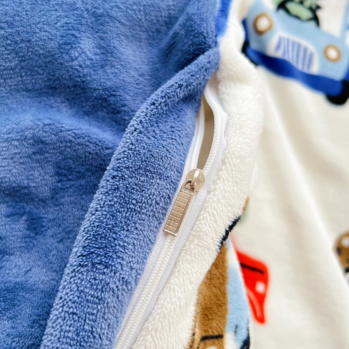 91家纺网 家纺一手货源 找家纺 嗨生活 2025新款加厚230克牛奶绒儿童三件套幼儿园三件套 汽车嘟嘟