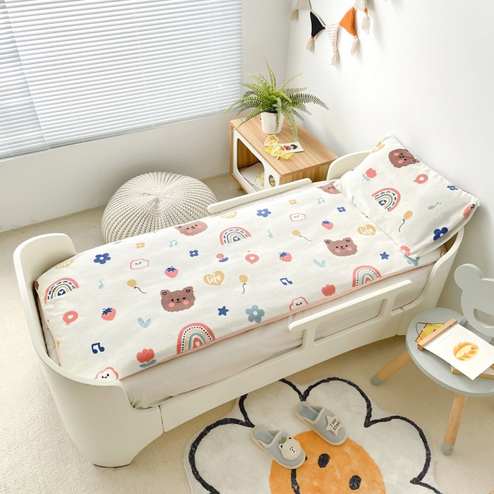 91家纺网 家纺一手货源 找家纺 嗨生活 2025新款加厚230克牛奶绒儿童三件套幼儿园三件套 嘟嘟熊