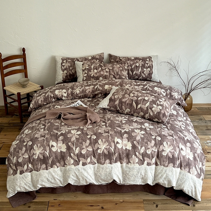 91家纺网 家纺一手货源 找家纺 （总）仟网汇 2025新款亚麻复古花边系列四件套