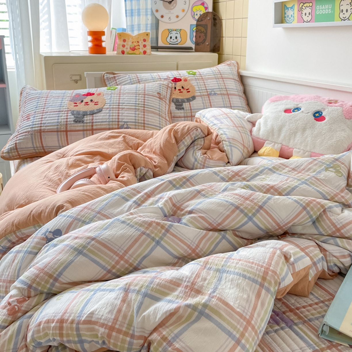 91家纺网 家纺一手货源 找家纺 老帅的工厂店 2025新款A类云感懒人冬季一体被床盖四件套 萌萌猫