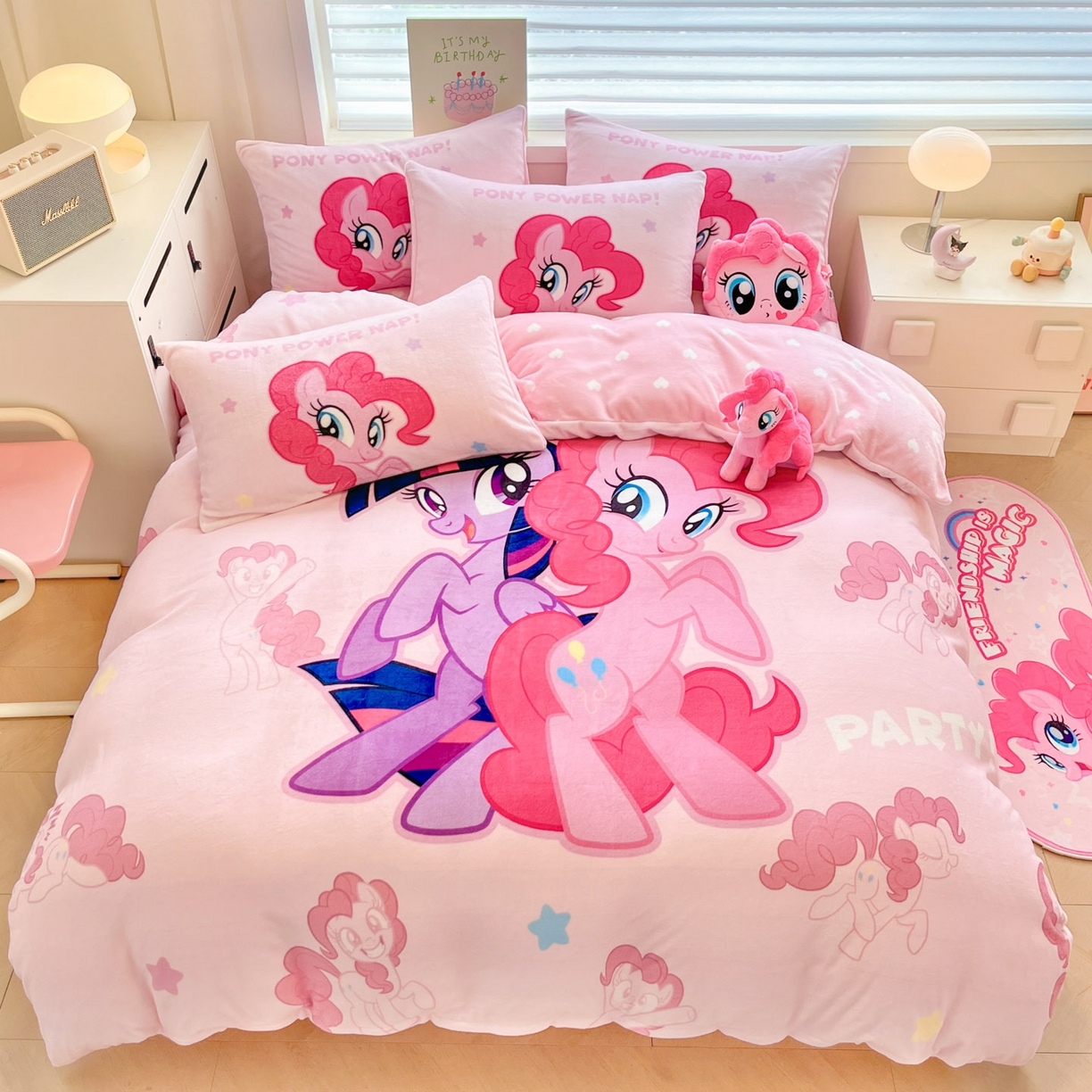 暮思家居 2025新款正版授权小马宝莉大阪数码印花高克重加厚保暖牛奶绒四件套 绒大版-宝莉女孩