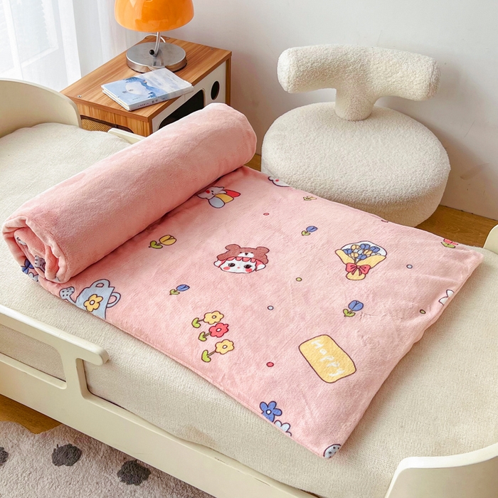 91家纺网 家纺一手货源 找家纺 嗨生活 2025新款加厚230克牛奶绒儿童三件套幼儿园三件套 花园女孩