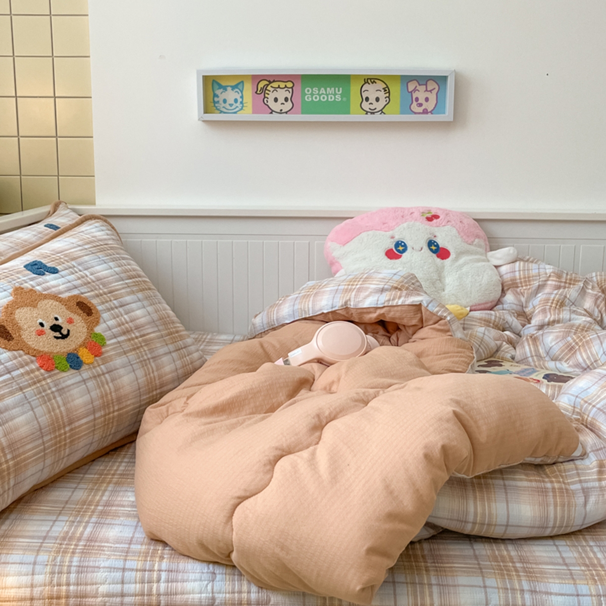 91家纺网 家纺一手货源 找家纺 老帅的工厂店 2025新款A类云感懒人冬季一体被床盖四件套 生日小猴