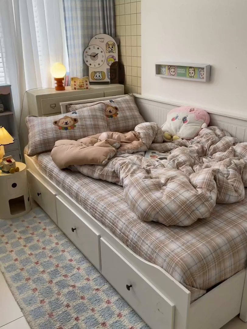 91家纺网 家纺一手货源 找家纺 老帅的工厂店 2025新款A类云感懒人冬季一体被床盖四件套 生日小猴